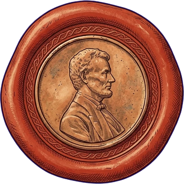 A cent pressed into red wax