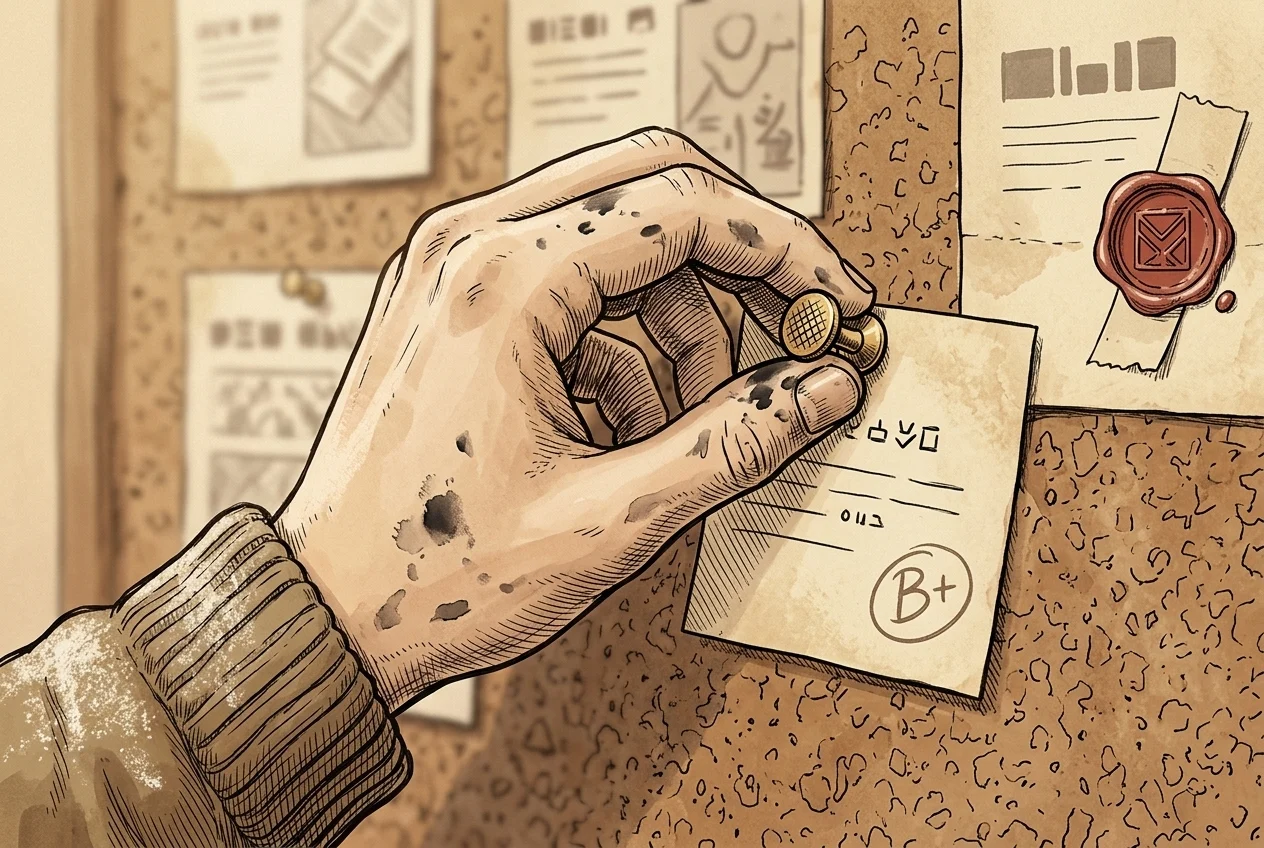 A hand pinning a graded card